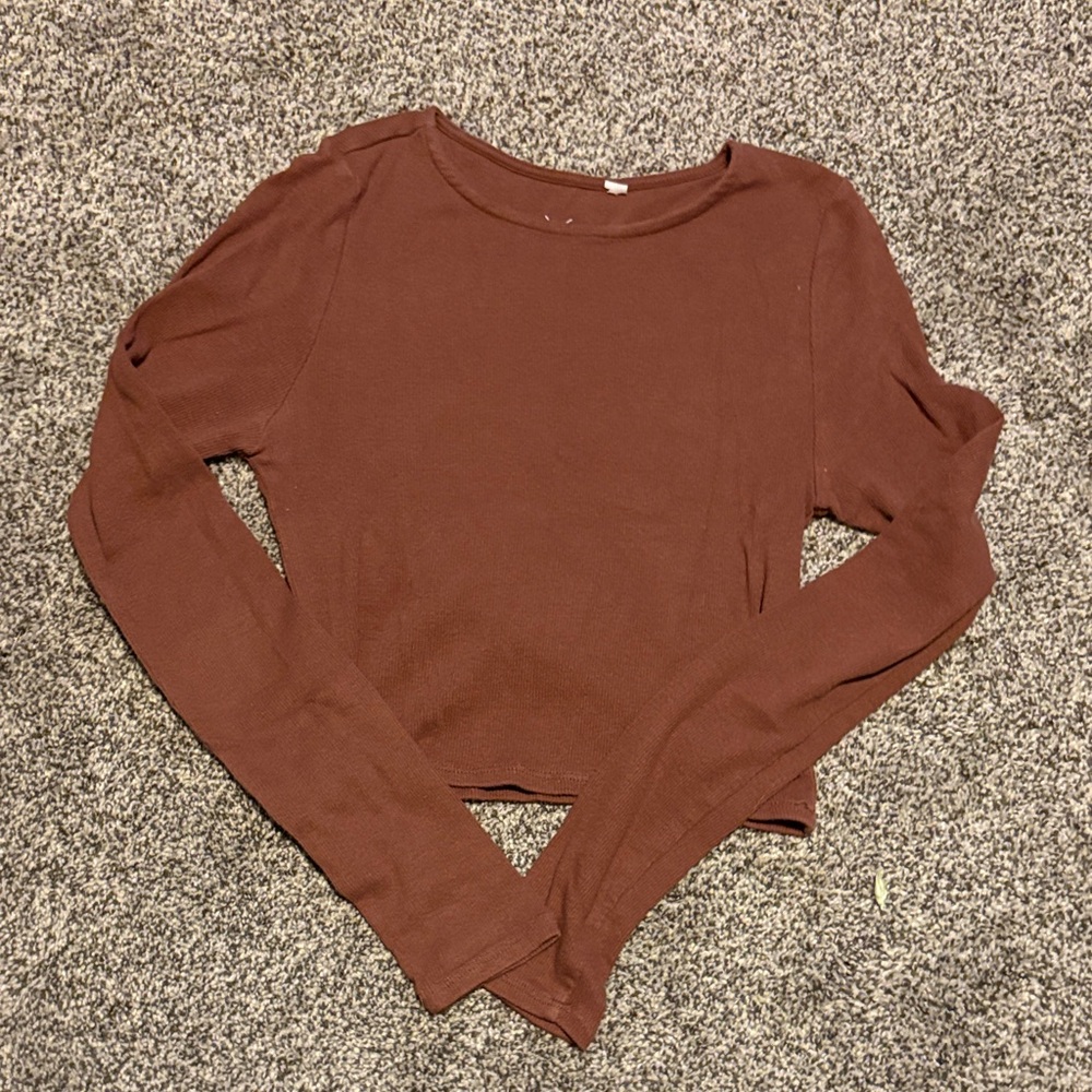 Casual Brown Long Sleeve Women's Sweatshirt